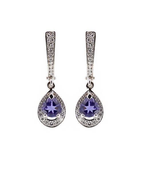 Iolite and diamond earrings - 1