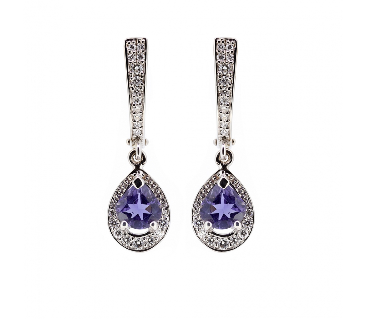 Iolite and diamond earrings - 1