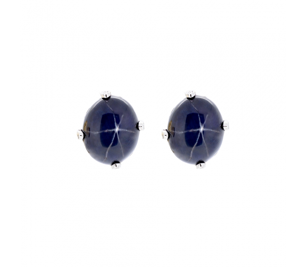 Star sapphire and diamond earrings - 1