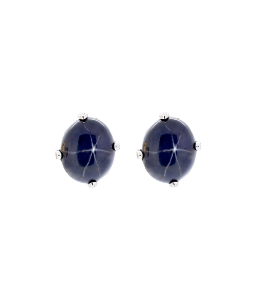 Star sapphire and diamond earrings - 1