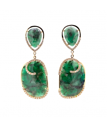 Emerald and diamond earrings - 1