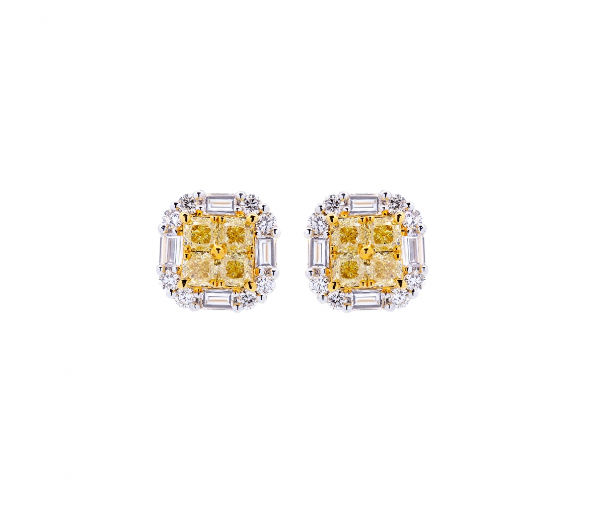 Fancy yellow diamond earrings - 1