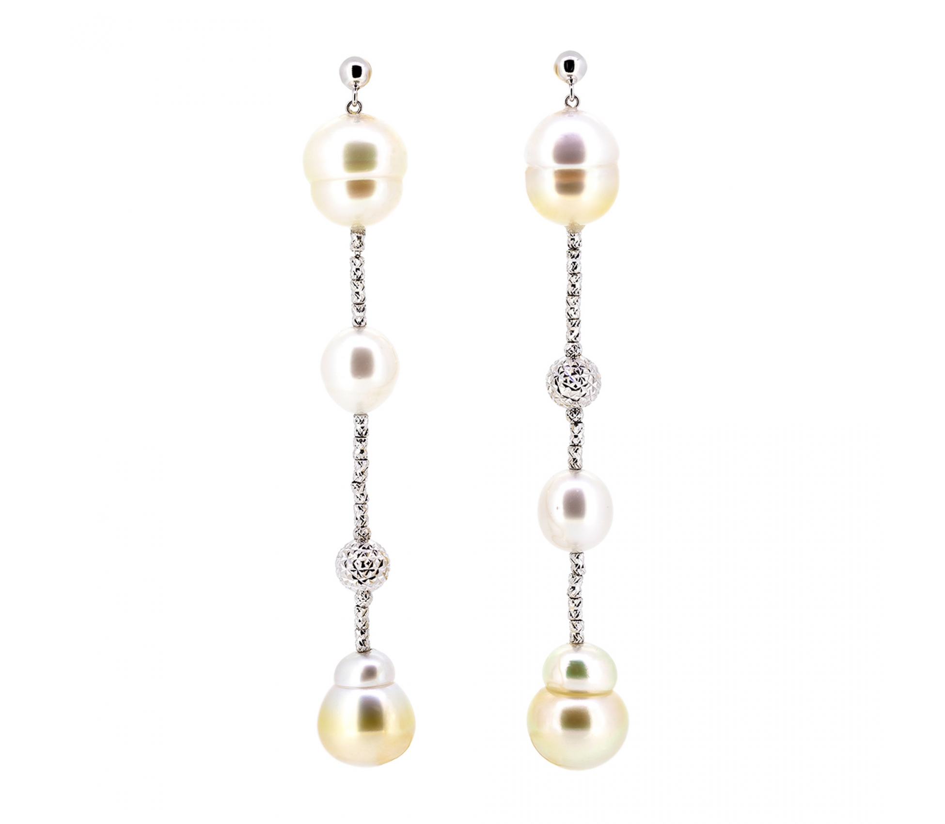 Gold stud earrings with south sea pearls - 1 Gold stud earrings with south sea pearls - 1