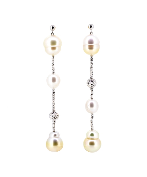 Gold stud earrings with south sea pearls - 1