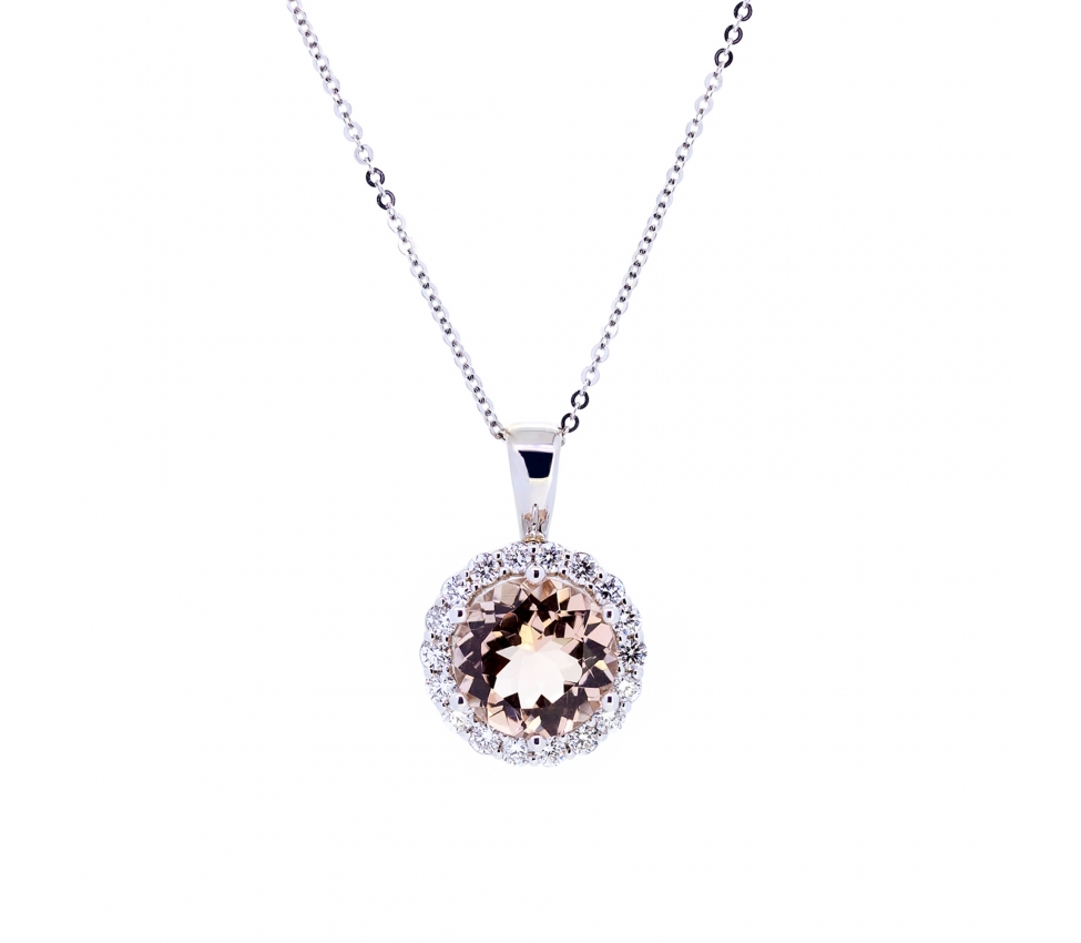 Morganite and diamond pendant - 1