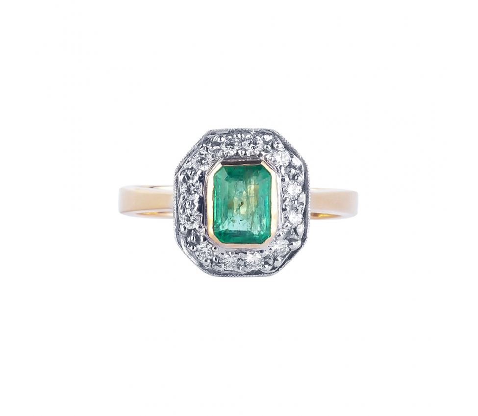 Emerald and diamond ring - 1