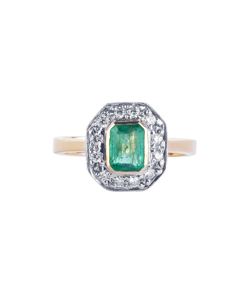 Emerald and diamond ring - 1