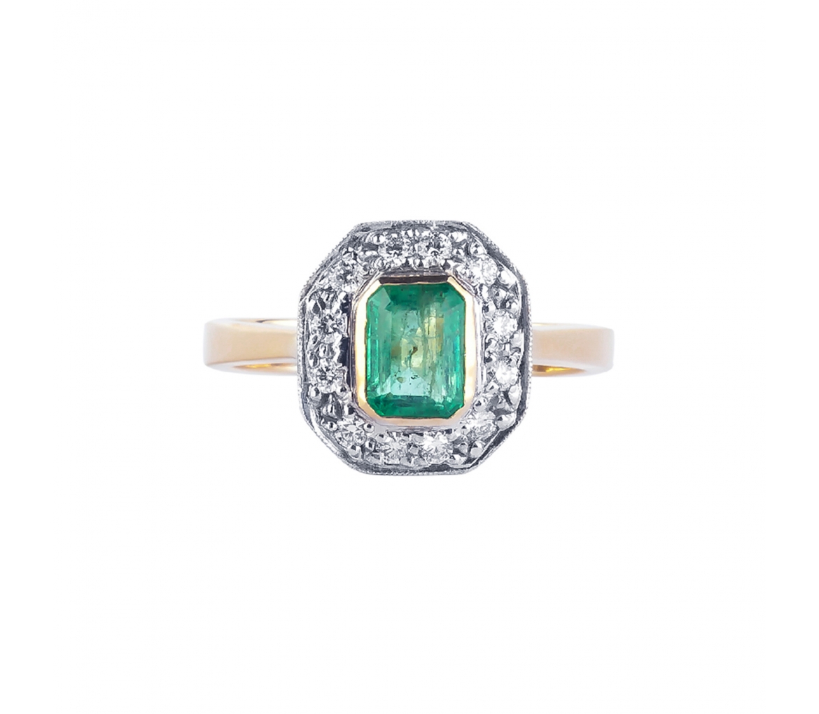 Emerald and diamond ring - 1