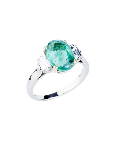 Emerald and diamond ring - 3