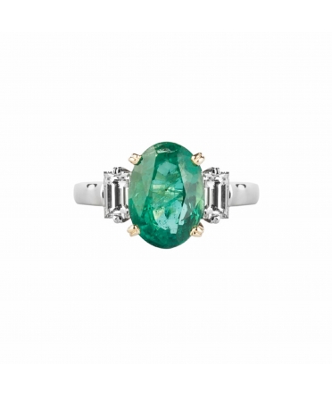 Emerald and diamond ring - 1