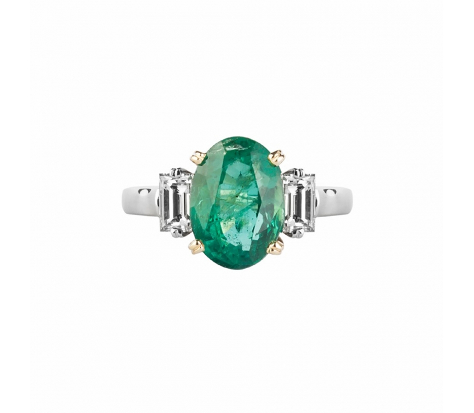 Emerald and diamond ring - 1