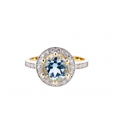 Sky Blue topaz and diamond ring - 1