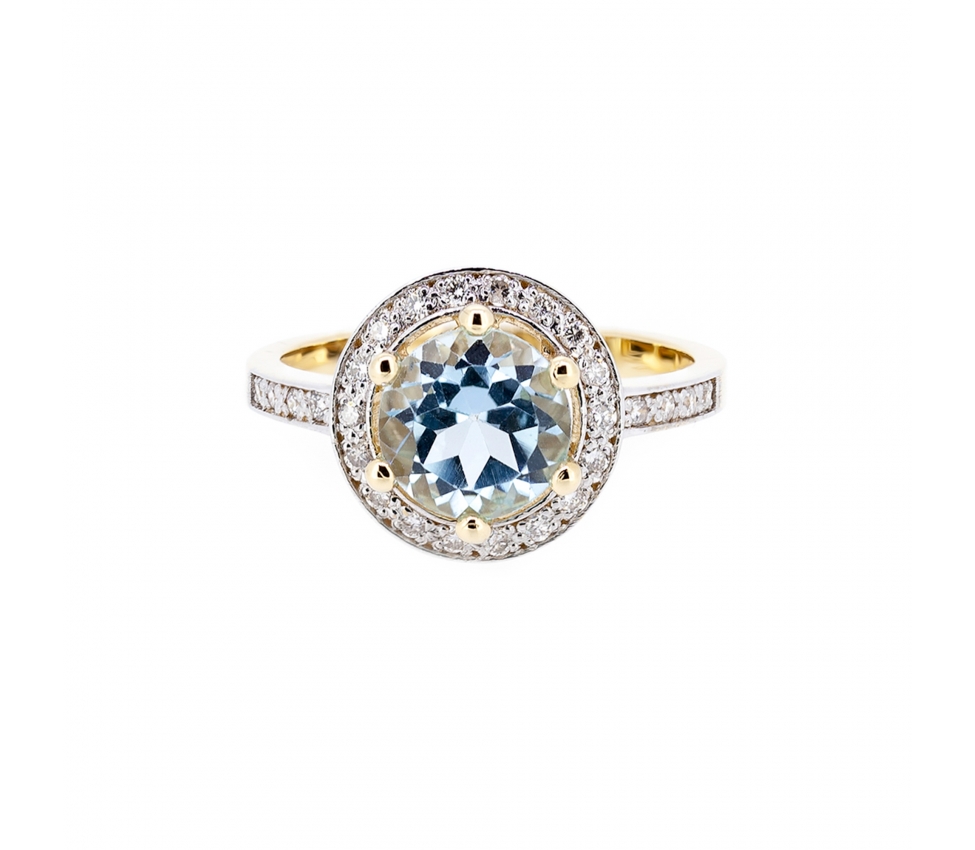 Sky Blue topaz and diamond ring - 1