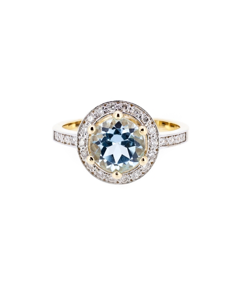 Sky Blue topaz and diamond ring - 1