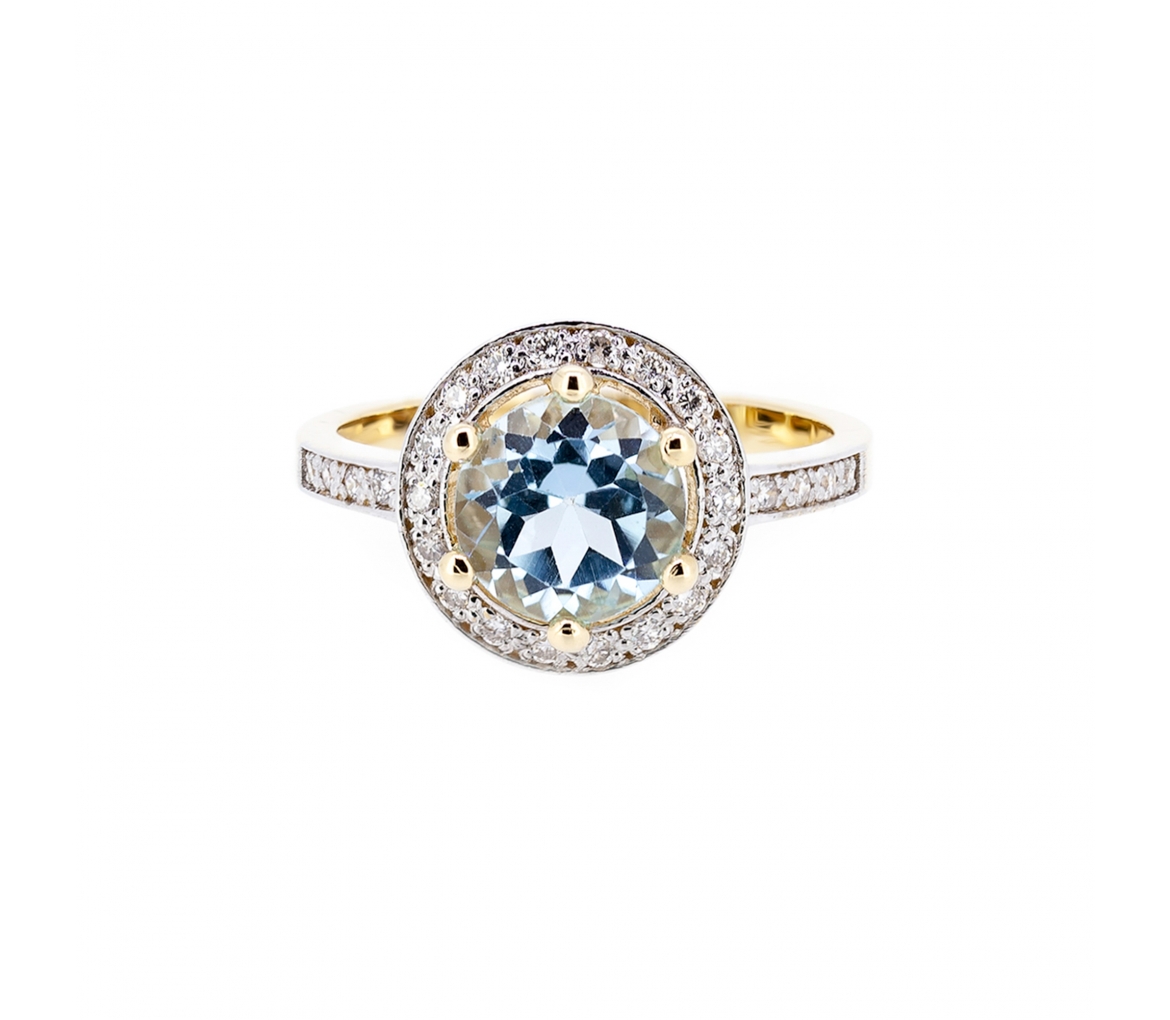 Sky Blue topaz and diamond ring - 1