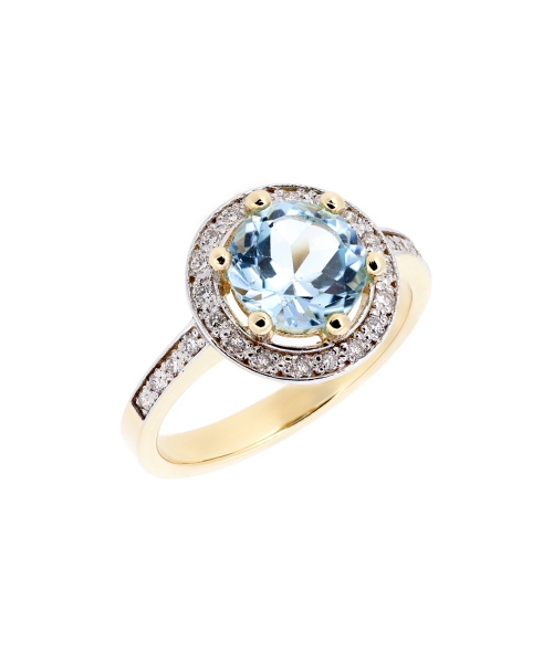 Sky Blue topaz and diamond ring - 2