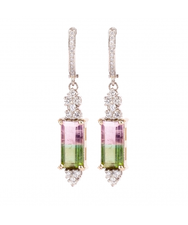 Tourmaline and diamond earrings - 1