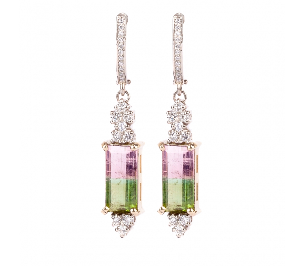 Tourmaline and diamond earrings - 1