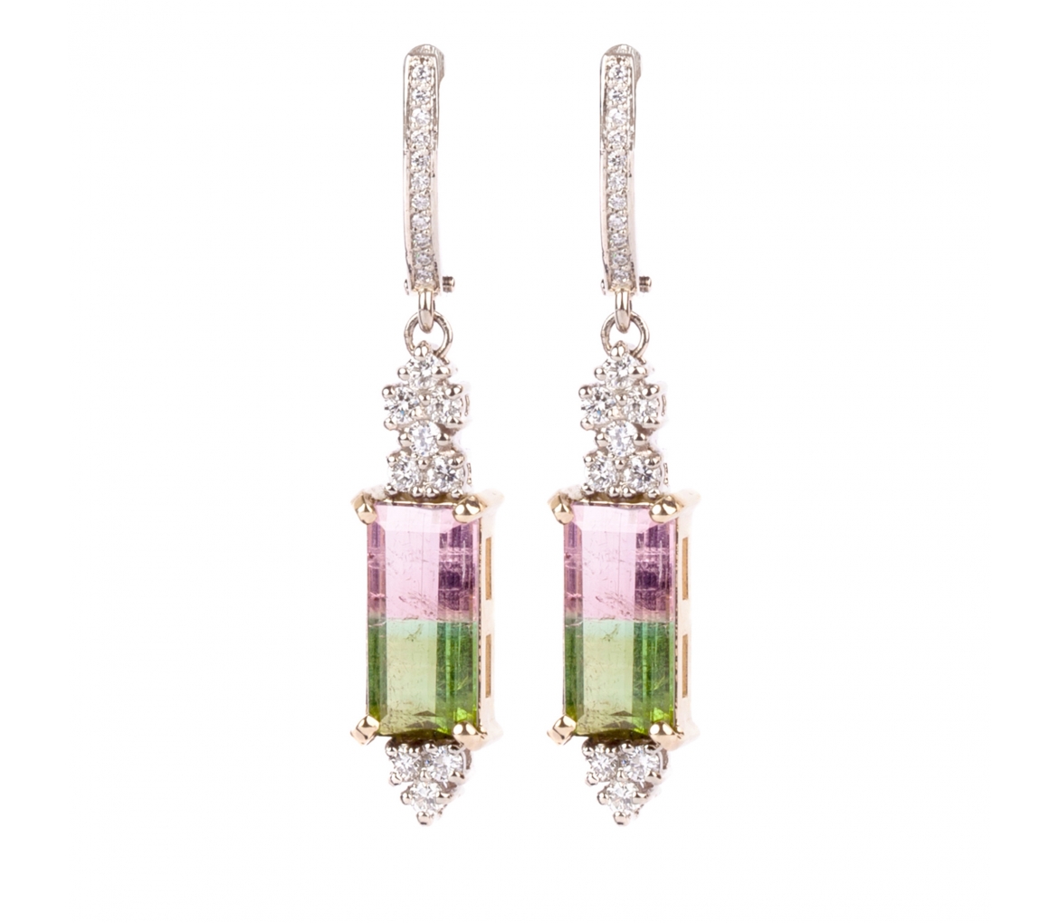 Tourmaline and diamond earrings - 1