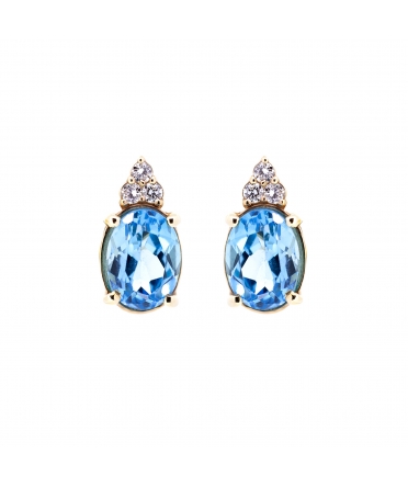 Swiss Blue topaz and diamond earrings - 1