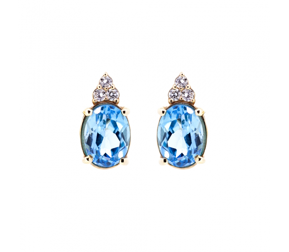 Swiss Blue topaz and diamond earrings - 1