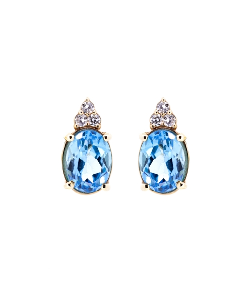 Swiss Blue topaz and diamond earrings - 1