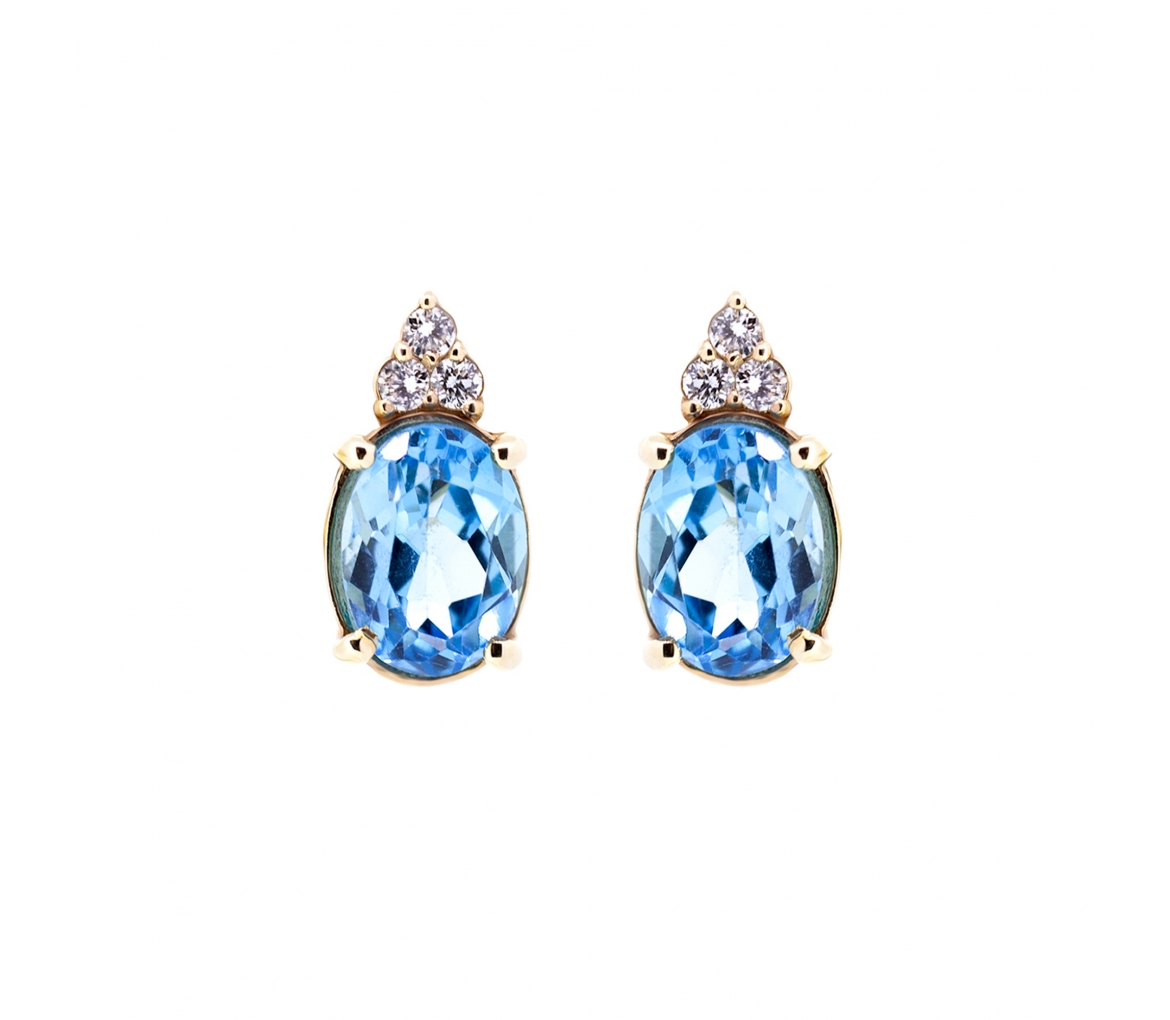 Swiss Blue topaz and diamond earrings - 1