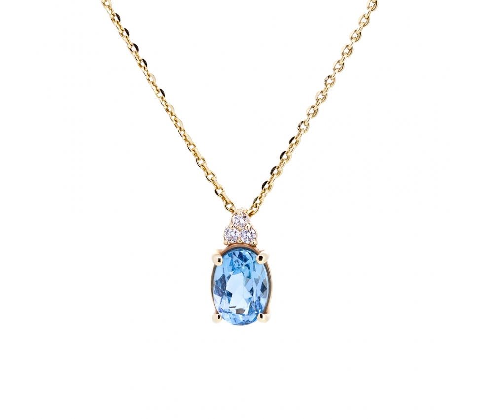 Swiss Blue topaz and diamond pendant - 1