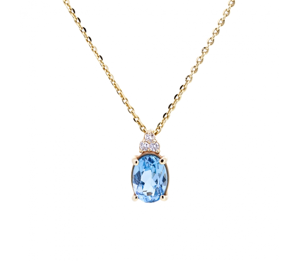 Swiss Blue topaz and diamond pendant - 1