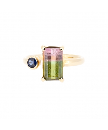 Tourmaline and sapphire ring - 1