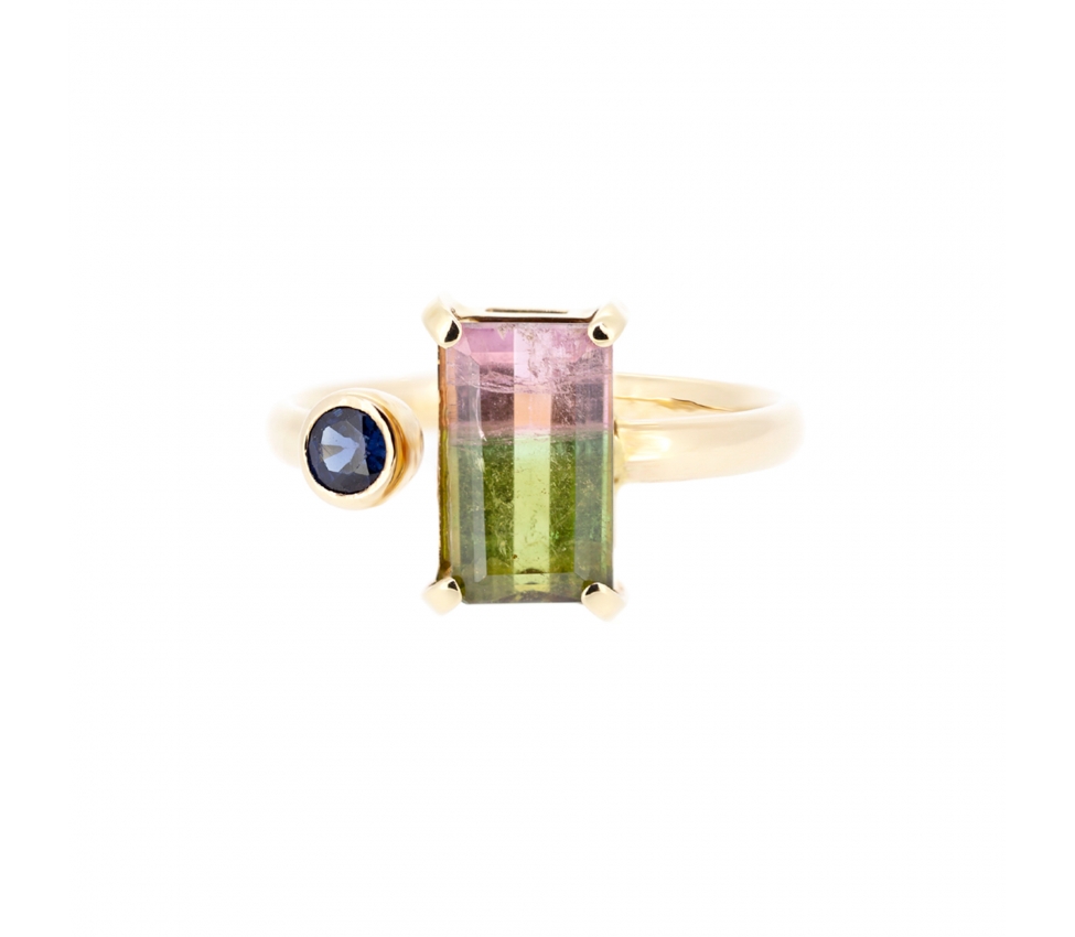 Tourmaline and sapphire ring - 1