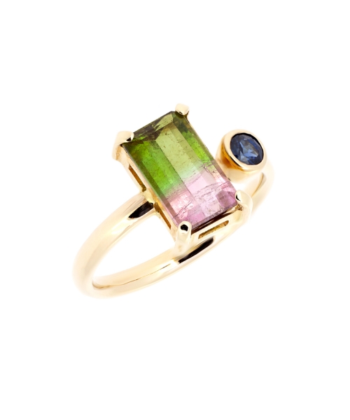 Tourmaline and sapphire ring - 2