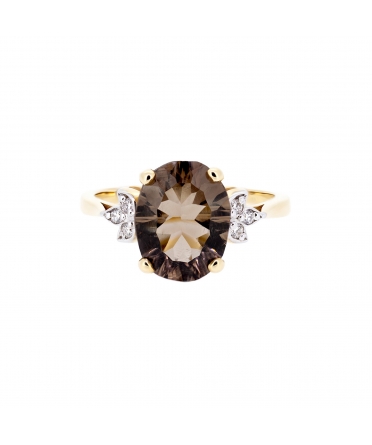 Smoky quartz and diamond ring - 1