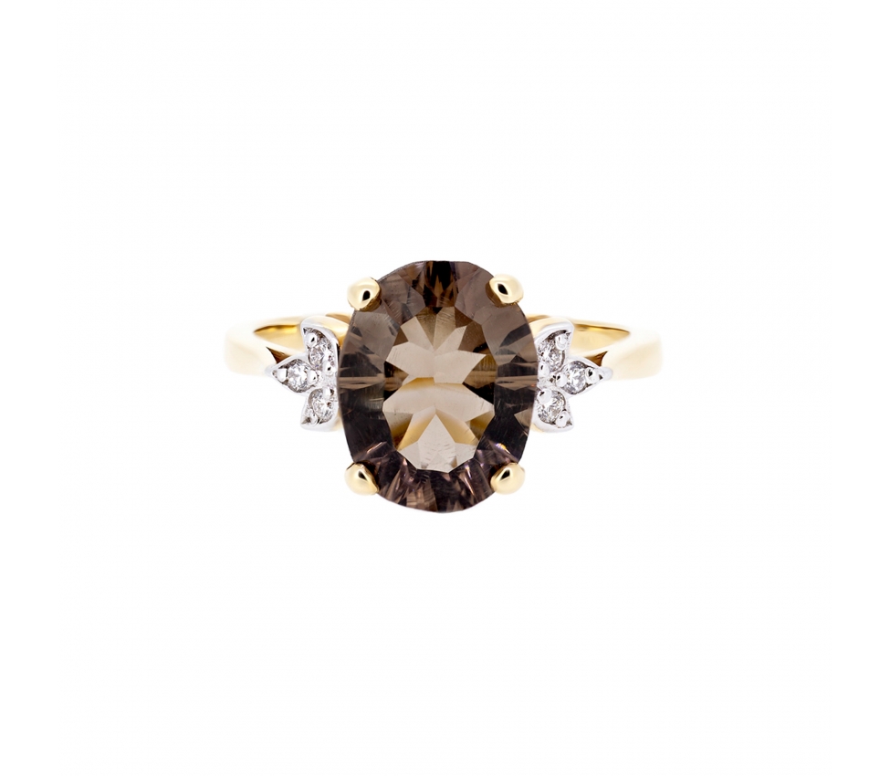 Smoky quartz and diamond ring - 1