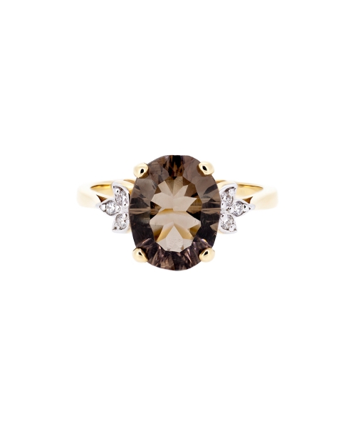 Smoky quartz and diamond ring - 1