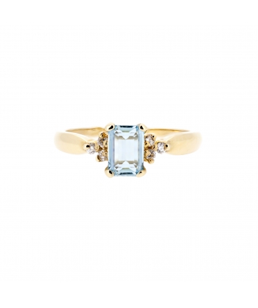 Aquamarine and diamond ring - 1