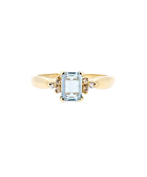 Aquamarine and diamond ring - 1