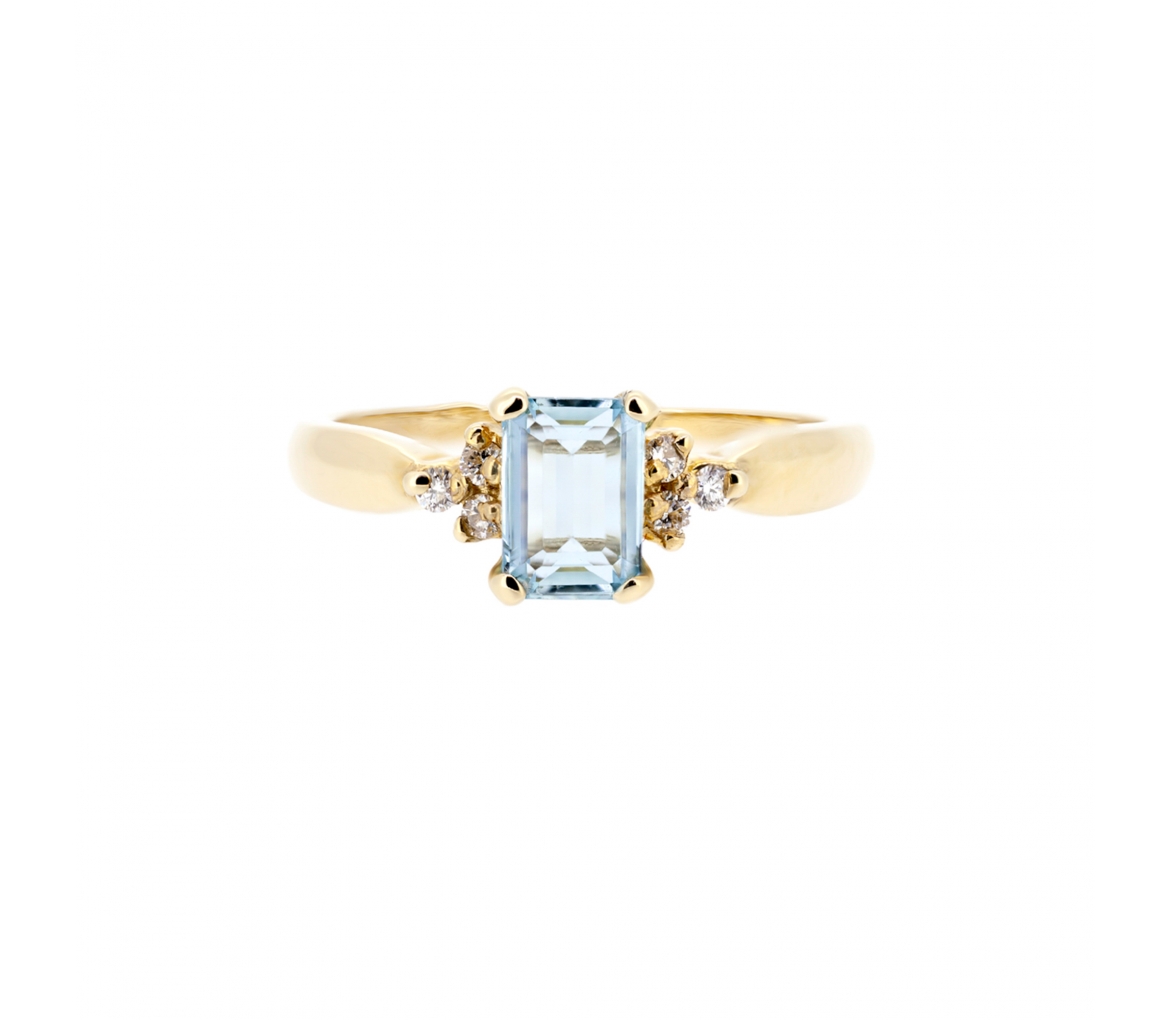 Aquamarine and diamond ring - 1