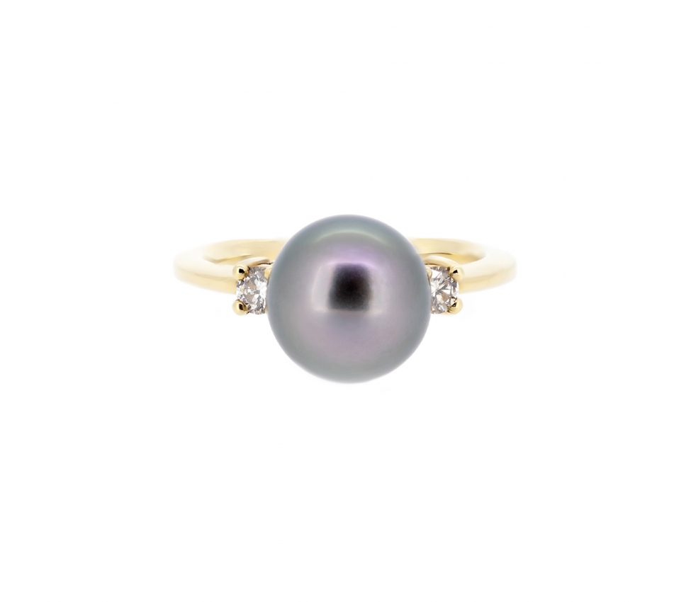 Tahiti pearl and fancy brown diamond ring - 1