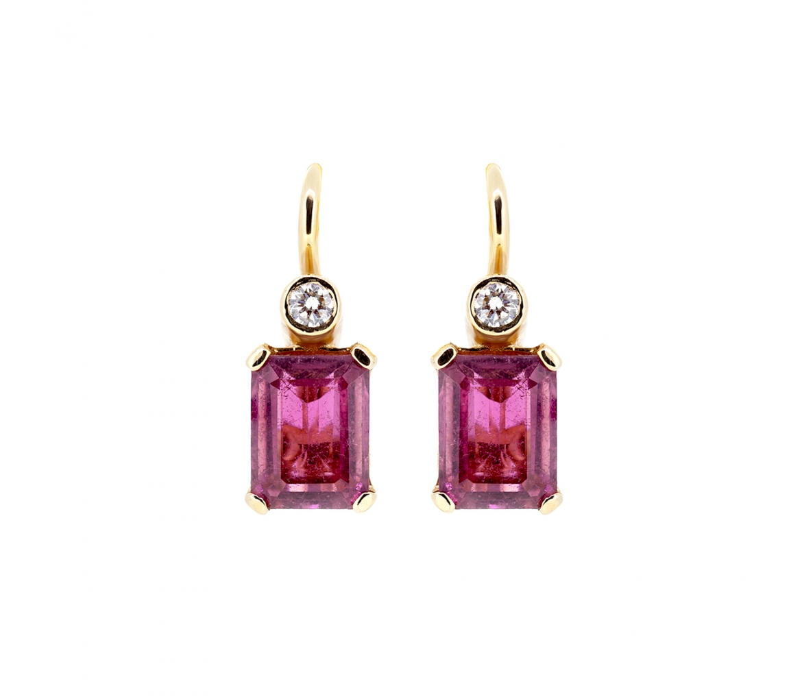 Tourmaline and diamond earrings - 1