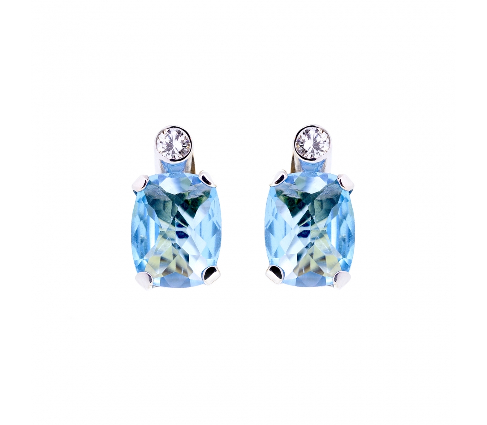 Swiss Blue topaz and diamond earrings - 1