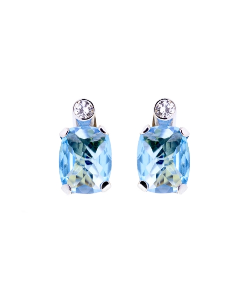 Swiss Blue topaz and diamond earrings - 1