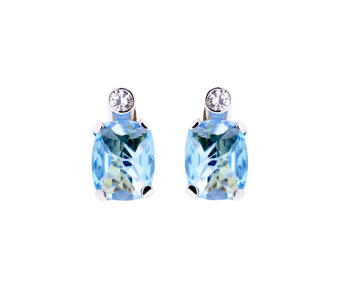 Swiss Blue topaz and diamond earrings - 1