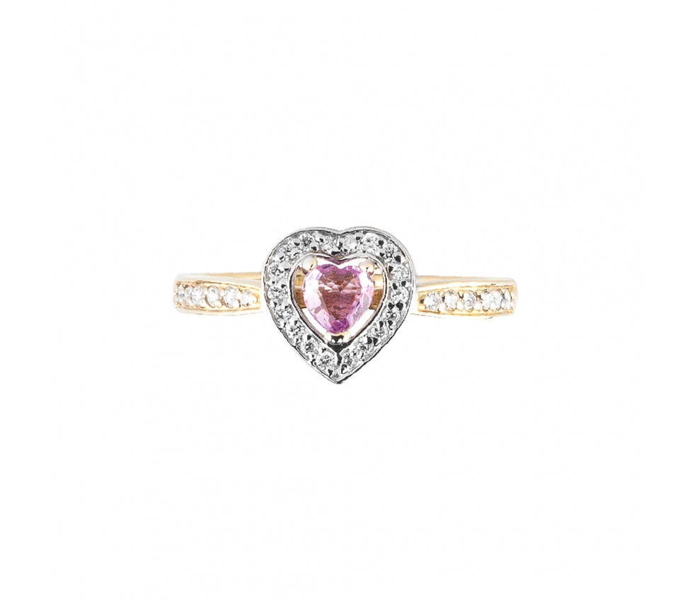 Pink sapphire and diamond ring - 1