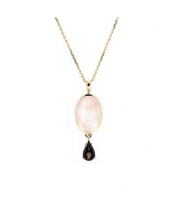 Morganite and smoky quartz necklace - 1