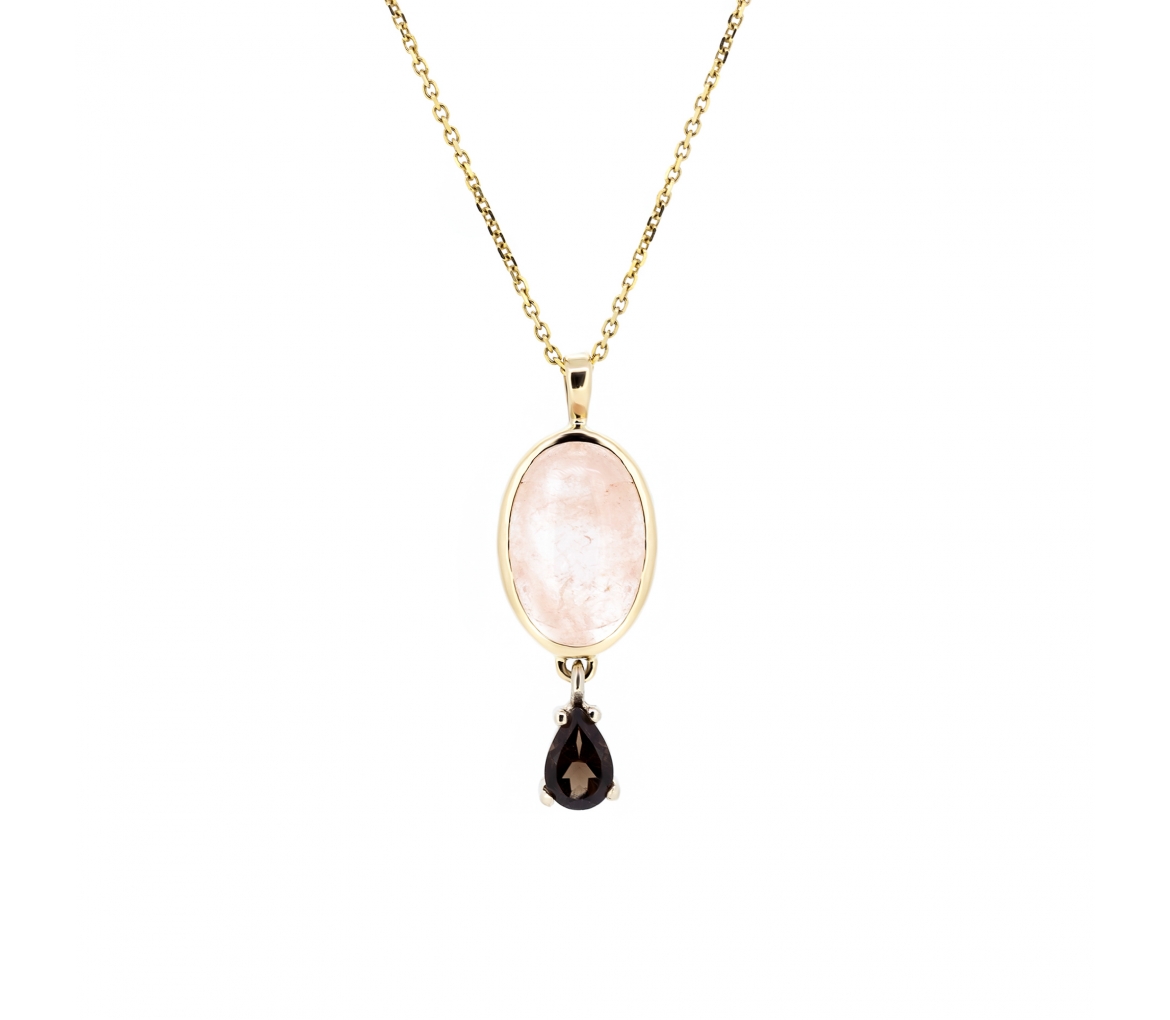 Morganite and smoky quartz necklace - 1