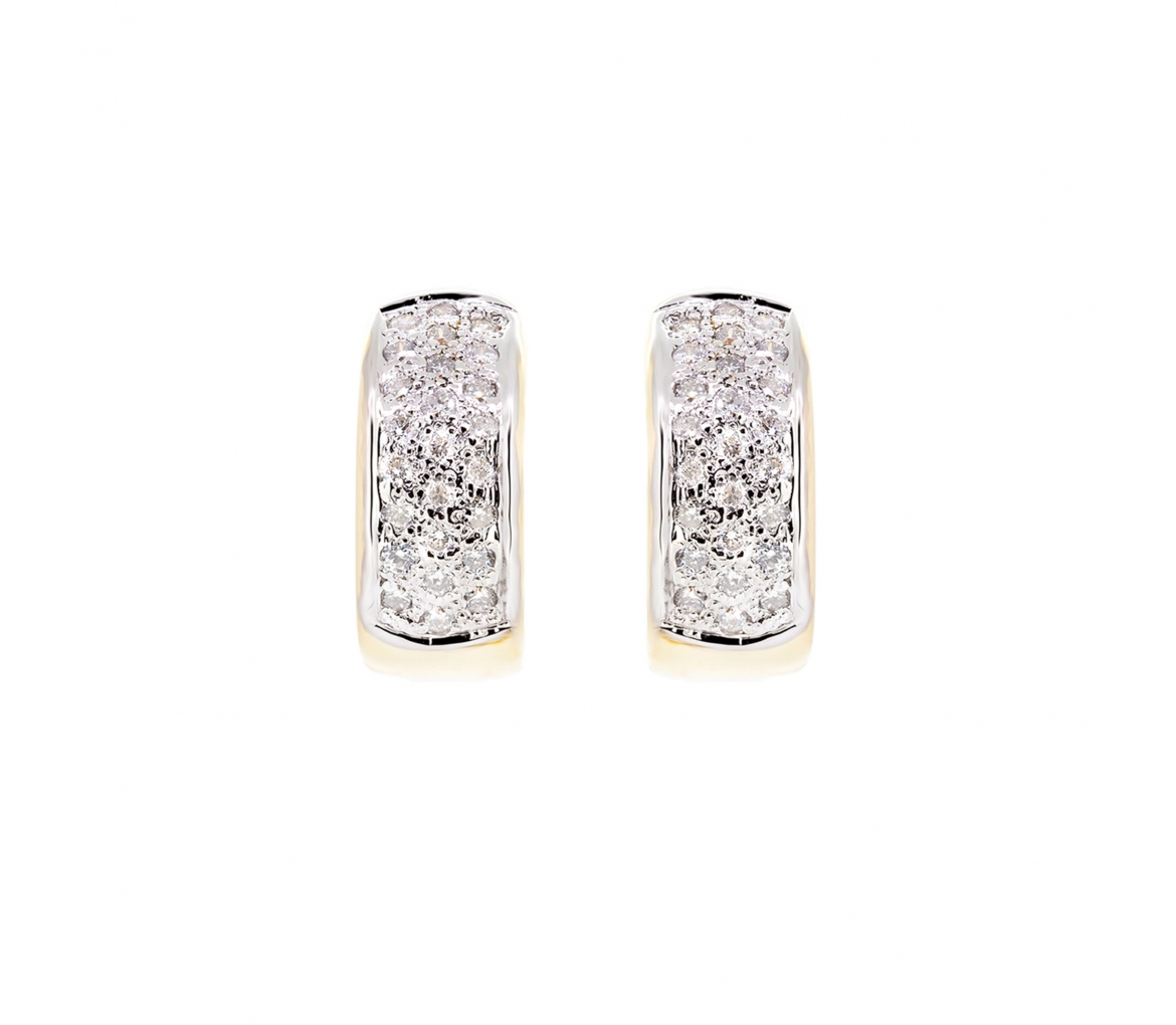 Diamond huggie gold earrings - 1