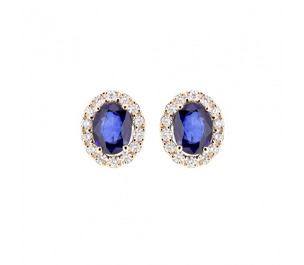 Sapphire and diamond stud earrings - 1