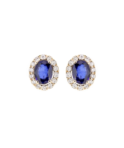 Sapphire and diamond stud earrings - 1