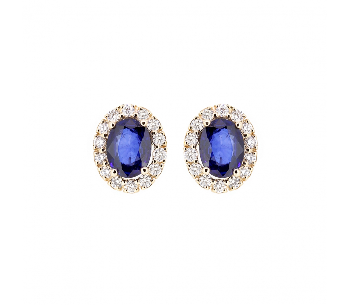 Sapphire and diamond stud earrings - 1